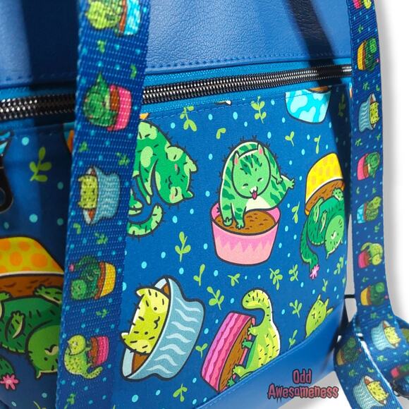 Cat Succulent Plant Cactus Small Yasmina Backpack Handmade Vinyl Faux Leather - Picture 5 of 9